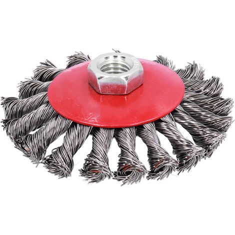 Brosse métallique torsadée, godet de meulage à nœuds, outil de décapage de la rouille et de la peinture, écrou M14x2, 10 cm (4 pouces)