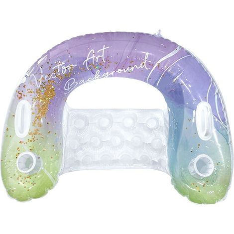 Flotadores inflables para piscina para adultos, flotador para piscina para adultos, asiento de piscina en forma de U con portavasos y asas suaves. (1/5)