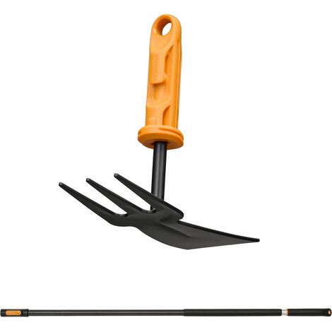 Cabezal de azada de jardín FISKARS ONECLICK con horquilla de 5 cm + mango de 119-174 cm