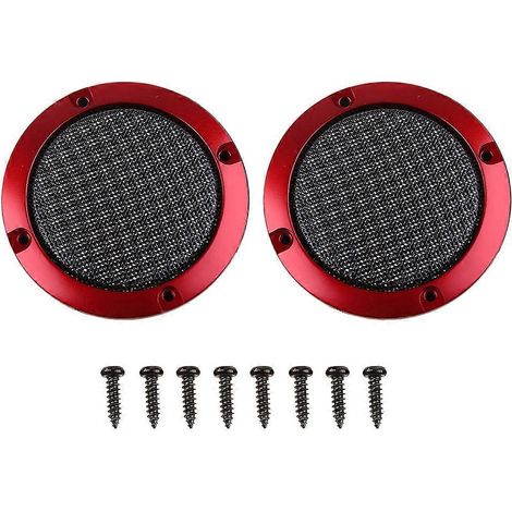 2 Pièces Haut-parleur Décoratif Rouge 3" avec Grille de Protection Noire en Maille (1/5)