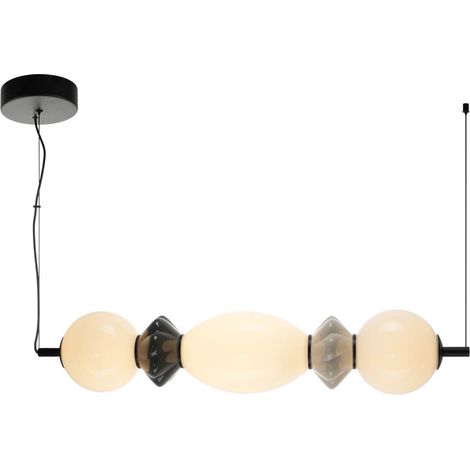 Italux Balos Suspension Bar, noir mat avec abat-jour en céramique opale grise, blanc chaud 3000K (1/2)