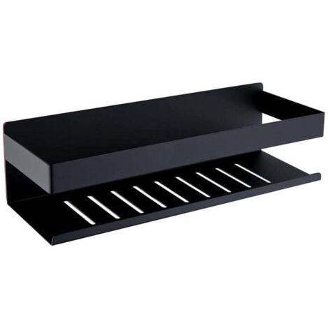 Étagère de Douche Auto-adhésif, Étagère Salle de Bain sans Perçage SUS304 Acier Inoxydable Adhésive Panier de Douche, Noir Mat 30CM