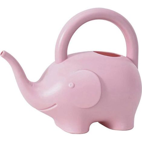 Kleiner, leichter 1-Liter-Wassertopf aus PP-Kunststoff, ideal für Zimmer- und Gartenpflanzen, Elefantenmotiv, rosa, 24,5 x 21 cm (1/5)