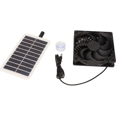 Ventilateur solaire 15W avec panneau, Longziming, portable et performant, 16x9.5x0.5cm, 12x12x2.5cm, extracteur d'air efficace (1/5)