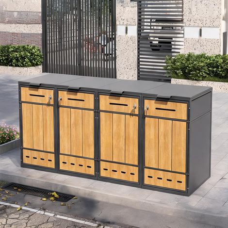 Armoire à poubelles extérieure 4 bacs 120-240 L gris neutre (1/5)