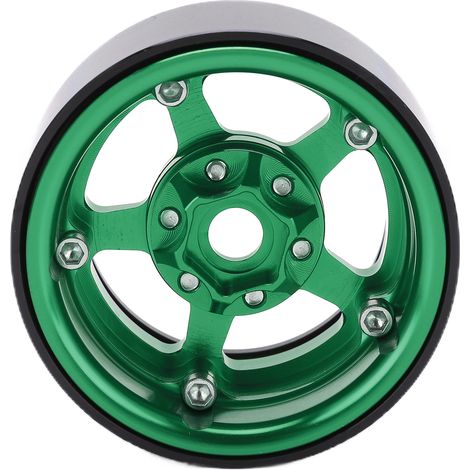 1,9-Zoll-Beadlock-Felgen aus Aluminiumlegierung, 5-Loch, silberfarben, fleckenbeständig, für RC-Cars, Radnabe, fluoreszierend grün (1/5)
