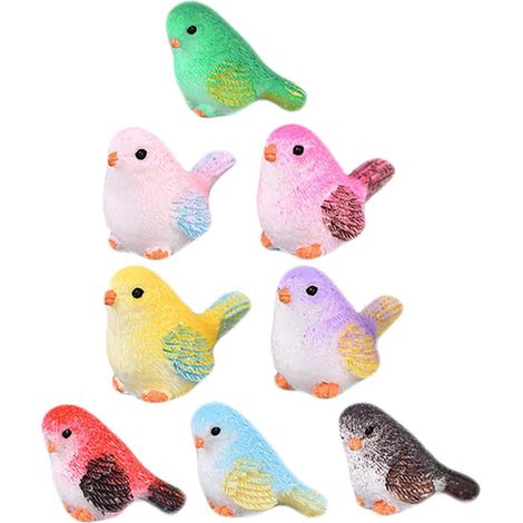 8pièces Décoration Oiseau Résine Décoration De Paysage Artisanat Oiseau Miniature pour Jardinage Et Intérieur (1/5)