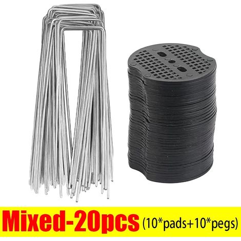 (Lot de 20 pièces) Agrafes de jardin en U, piquets robustes pour clôture, clous à gazon galvanisés, clous de jardin pour maintenir les pelouses et barrières. (1/4)