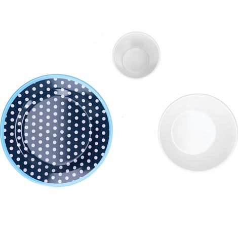 Service d'assiettes à salade bleu foncé à pois, vaisselle imitation porcelaine pour la maison et l'hôtel
