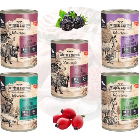 Rural Farm Nassfutter für Hunde, Waldgeschmack, reichhaltige Geschmacksmischung, 5 x 400 g