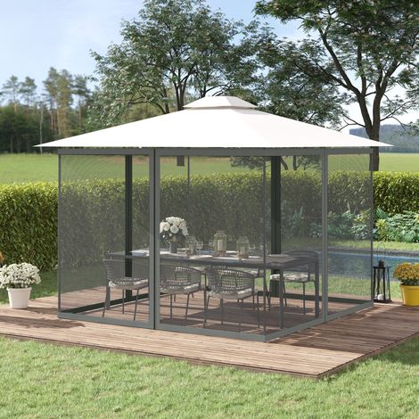 Moustiquaires pour tonnelle barnum pavillon de jardin 3 x 4 m - lot de 4 moustiquaires zippées + crochets d'attaches