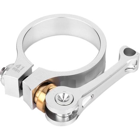 Collier de serrage rapide pour tige de selle vélo en alliage d'aluminium CNC (argent) (1/4)