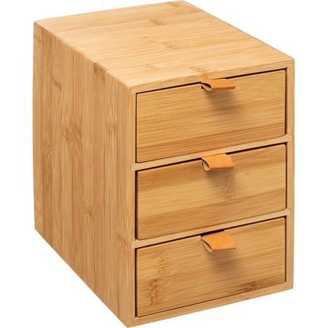 Box mit 3 schubladen bambus lederriemen - 5five (1/3)