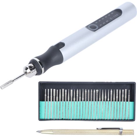 Stylet graveur électrique sans fil 3,6V 8W, 3 vitesses réglables, rechargeable USB, portable pour verre, pierre, métal, outil de gravure DIY (1/5)