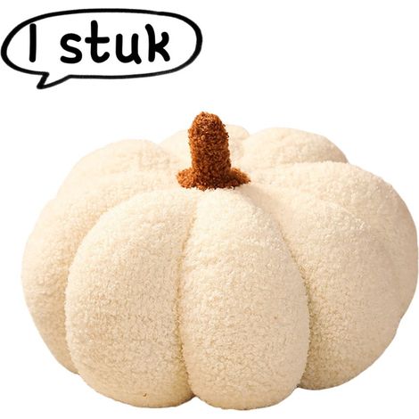1 coussin citrouille - Décoration citrouille d'automne pour Halloween - Convient pour voiture, chambre, canapé, décoration de Noël - Blanc (28 cm) (1/5)