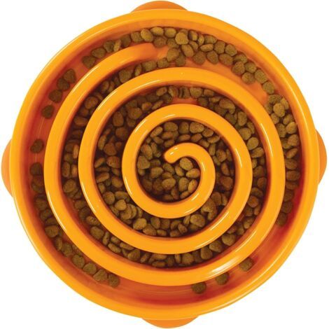 Gamelle d'alimentation lente anti-glouton pour chien - taille L/normal - orange