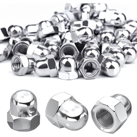 50 Pièces M4 Ecrou Borgne Inox, écrous borgne Hexagonal DIN 1587 Forme Supérieure A2 V2A Cache Ecrou pour Vis Boulons Filetés (1/5)