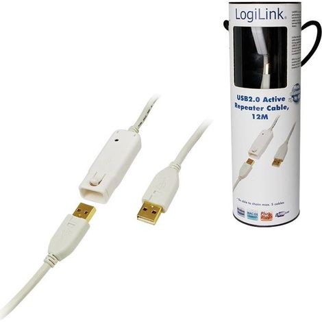 logilink UA0092 cable prolongador USB blanco 12 m