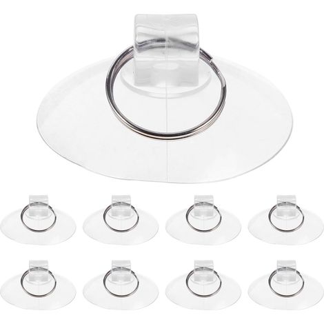 Ventouses Transparentes 5,5 CM Anneaux et Crochets, Lot de 10 pour Accroche Multi-Usages, Adaptées aux Fenêtres, Carrelages et Supports Vitres