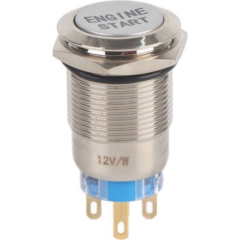 Jeffergarden Bouton poussoir de démarrage de moteur de voiture, étanche 12V, interrupteur d'allumage, démarreur, argent, acier inoxydable (1/4)