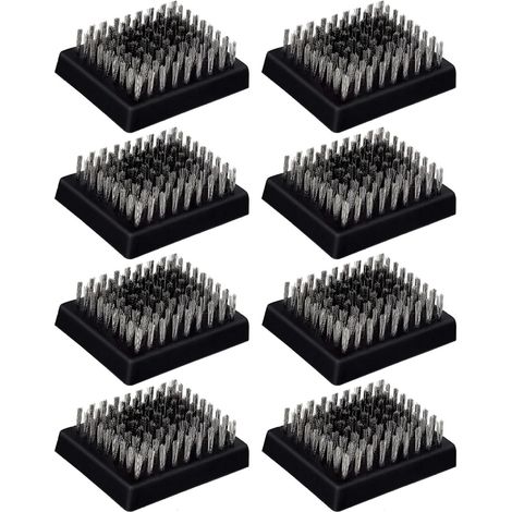 Spazzole per griglia in filo di acciaio inossidabile, confezione da 8, per cucina - Pulizia resistente per rimuovere ruggine e grasso (Nero, 3,25" x 2,4") (1/5)