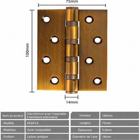 Ensemble de 2 paumelles bronze vieilli pour porte intérieure sans serrure 2 pièces 30 g – Livraison gratuite