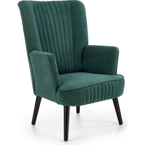 Sillón Houston 955, Verde oscuro + Negro, 100x75x70cm, Tapiz, Patas: Madera, 0 (1/5)