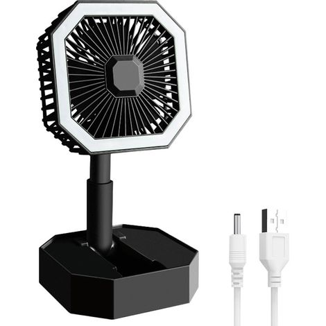 Wiederaufladbarer USB-Tischventilator – Tragbarer, faltbarer Ventilator mit LED-Licht – Für Büro, Schlafzimmer und Homeoffice – 1 Stück (1/5)
