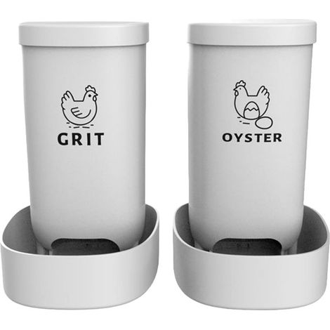 Mangeoire pour poules Mangeoire pour poussins en deux parties avec distributeur de coquilles d'huître – Accessoire pour poulailler, bac à nourriture anti-gaspillage (1/5)