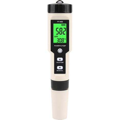 Probador de calidad del agua 4 en 1, pH/ORP/Hidrogeno/Temperatura, protección IP67, material ABS, negro/blanco (1/5)