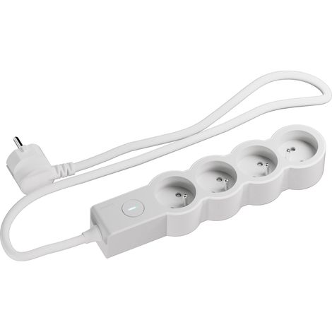 Rallonge multiprise 4x2P+T 16A 3680W avec Interrupteur Lumineux on/Off, 1,5M, Blanc (1/2)