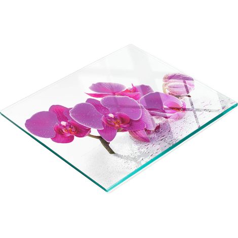 Tabla de cortar decorativa de cristal para cocina, orquídea rosa, 60x52 cm (1/5)