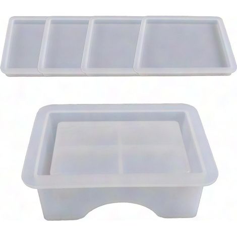 Silikonform für Epoxidharz, 2er-Set runde und quadratische Wabenuntersetzer, DIY-Bastelwerkzeug, Untersetzerform, Wabenform, personalisierte Gestaltung (1/3)