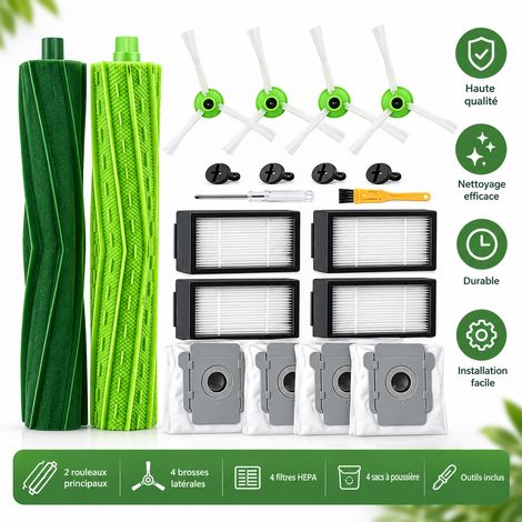 Accessoires pour Aspirateur Robot – Kit de 19 Pièces Compatible avec iRobot Roomba Séries E et i, Filtres HEPA, Brosses Multi-Surfaces et Pièces de Rechange