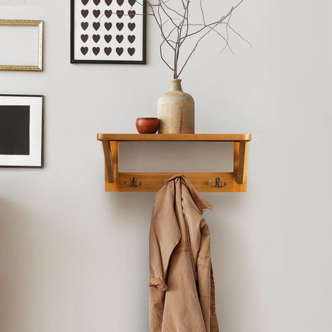Karat – Portemanteau mural en bois de pin et métal – Dimensions 40 x 14,5 x 16,8 cm – Fixation murale incluse – Pour entrée ou salon (1/5)