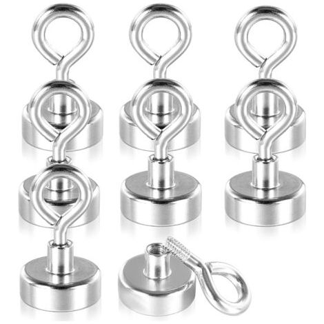 Crochet Magnetiques,8 Pièces Aimant Puissant Diamètre 25mm 19kg Force De Traction Aimant Puissant Rond Magnétique Néodyme pour Utilisation Cuisine Salle de Garage Casiers (1/5)