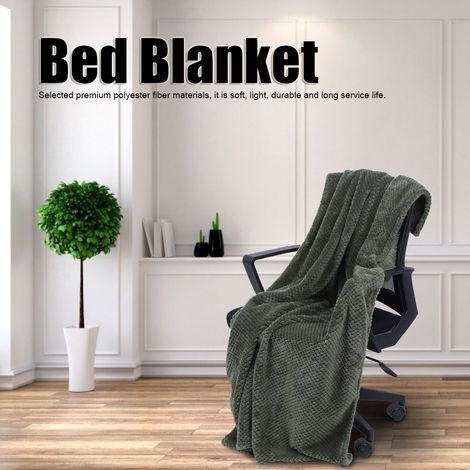 Couverture de lit climatisée épaisse en fibre de polyester douce, pour canapé et chambre à coucher, vert militaire, 70 x 100 cm (1/5)