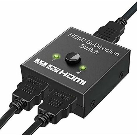 Commutateur HDMI, adaptateur HDMI Splitter 4K bidirectionnel 2 entrées 1 sortie ou commutateur 1 entrée 2 sorties, prise en charge 3D 4K 1080P, HDCP, commutateur HDMI pour HDTV/lecteur Blu-Ray/DVD/DVR (1/5)
