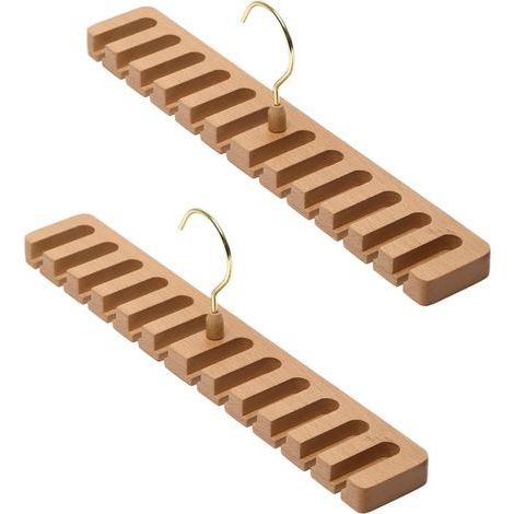 Lot de 2 porte-cravates - Porte-ceinture - Pour armoire en bois - Support mural - Porte-ceinture - Organisateur pour armoire pour organiser et ranger l'armoire (YS, 12GE) (1/5)