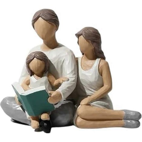 Dreiköpfige Familie, Figuren, Dekoration, Harz-Familienskulptur