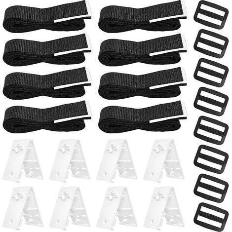 Kit de Fixation pour bâche Solaire de Piscine, kit de Sangles de Couverture Solaire pour Piscine Universelle enterrée Comprenant 8 Sangles en Nylon,8 plaques de Cordon,8 Boucles (1/5)
