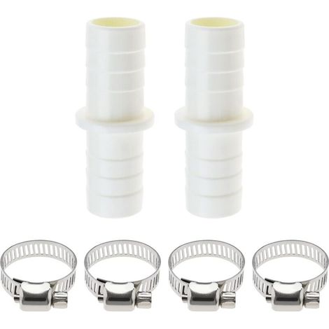 Connecteur de tuyau de vidange de machine à laver (lot de 2), adaptateur d'extension de tuyau en plastique avec 4 colliers pour tuyau d'eau de machine à laver et de lave-vaisselle. (1/5)