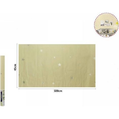 TrAdE Shop Traesio - Rotolo Pellicola Adesiva Gialla Con Stelle 45cm X 5mt Mobili Carta Parati 71132 -