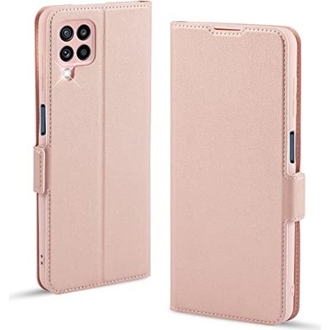 Funda con tapa para SAMSUNG GALAXY M32 4G, color oro rosa, piel sintética rosa
