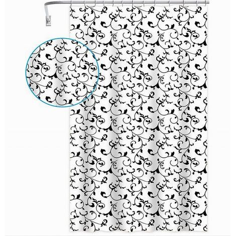 Trade Shop - TENDING STEEL VASCA DA BAGNO 12 GANCI MOTIVO FLOREALE BIANCO NERO 240X200CM 87568 -