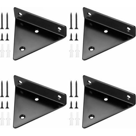 4 Pièces Supports d'étagère Flottants, Supports à Tablettes Muraux Triangulaires Invisibles, Equerre Etagere Murale Métal pour étagère (1/5)