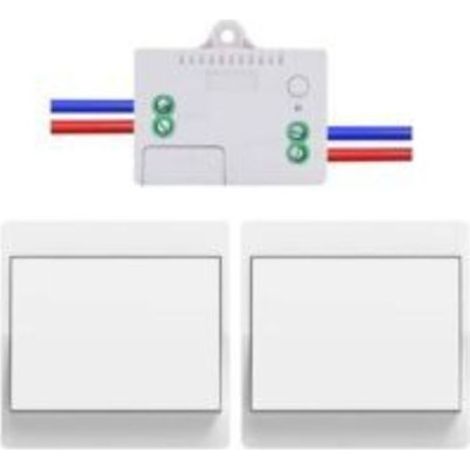 Funk-EU-Schalter, batterielos, 2er-Pack, autarkes Funk-Schalter-Set, batterieloser Funk-Wechselschalter, Funkfernbedienungsschalter für die Hausbeleuchtung (EU 1-fach 2V1A) (1/5)