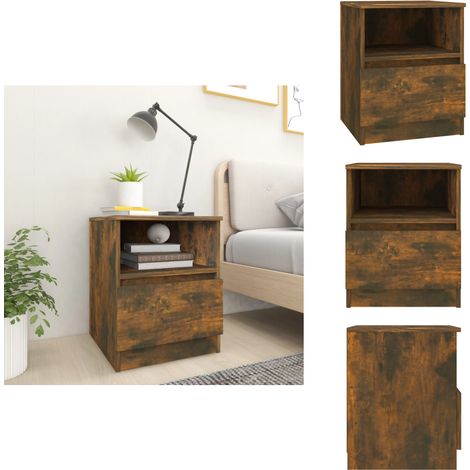 Nachttisch Räuchereiche 40x40x50 cm Holzwerkstoff - Nachttisch - Wohnzimmermöbel - Holzmöbel - Sideboard - Regal (1/5)