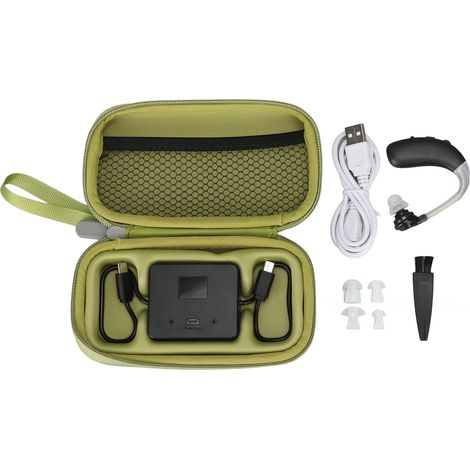 Appareil auditif rechargeable Sound Aid, amplificateur vocal casque noir pour film, cours, réunion. (1/5)