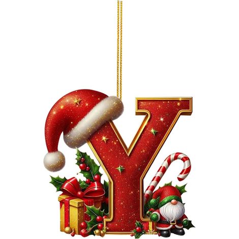 26 adornos de letras para árbol de Navidad, adornos colgantes de letras para decoración navideña (Y) (1/5)